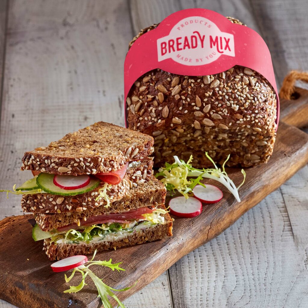 BreadyMix.KetoMultigrain Ready made Beet Sandwich on charcuterie board sandwich