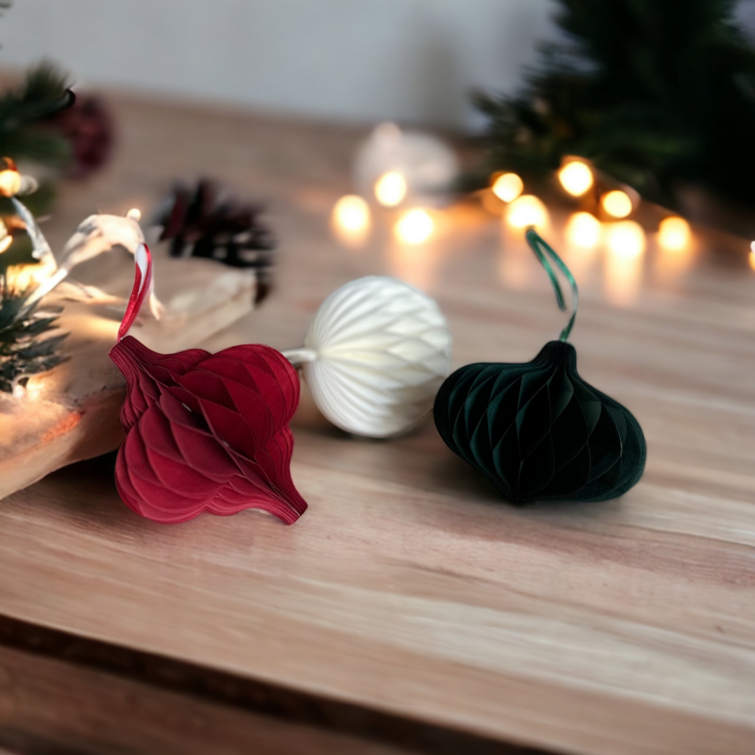 Three Ornaments on table - Kyla Gunderson